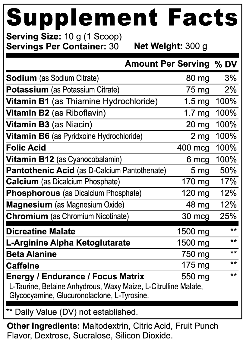 Polvo pre-entrenamiento Nitric Shock (Ponche de frutas)